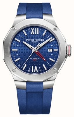 Baume & Mercier Męski zegarek Riviera Automatic (42 mm) z niebieską tarczą / niebieskim gumowym paskiem M0A10659