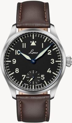 Laco Ulm 42,5 (42,5 mm) schwarzes Zifferblatt / braunes Lederarmband 862118.2