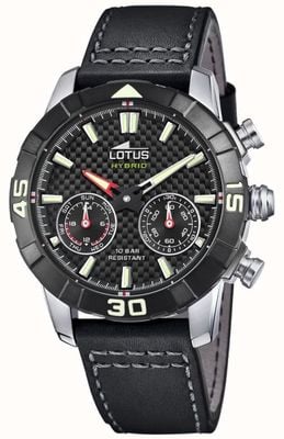 Lotus Смарт-часы с гибридным подключением | черный циферблат | черный кожаный ремешок L18811/2