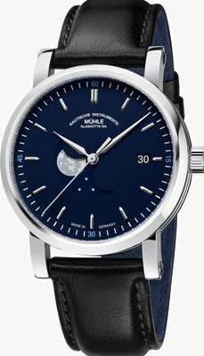 Mühle Glashütte テウトニア iv ブルームーン（ブラック プレミアムレザーストラップ付き） M1-44-62-LB