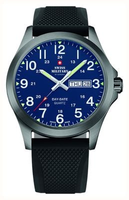 Swiss Military by Chrono 男士星期日历型（42 毫米）蓝色表盘/黑色橡胶表带 SMP36040.32