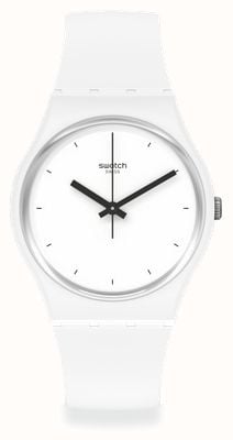 Swatch Белые биокерамические часы Think time SO31W100