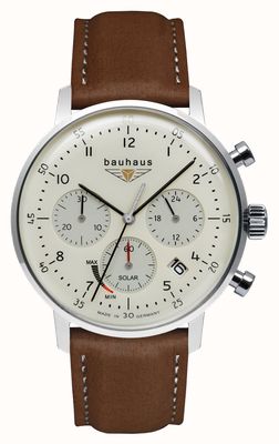 Bauhaus Orologio Automatico Uomo 2160 - Riserva Di Carica, Cinturino Pelle Marrone, Vetro Zaffiro, Made In Germany