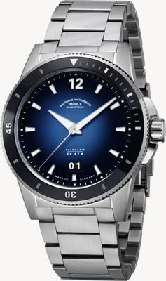 Mühle Glashütte Zegarek automatyczny Sportivo z dużą datą (42,5 mm) głębokoniebieska tarcza / bransoleta ze stali nierdzewnej M1-52-42-MB