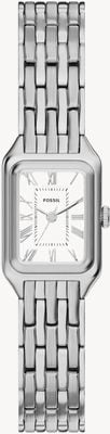 Fossil Raquel mini três ponteiros quartzo (18mm) mostrador branco / pulseira de aço inoxidável ES5469