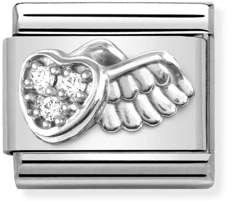 Nomination Classic Winged Heart Oxidised Sterling Silver & Steel Charm 330304/42