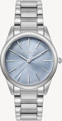 Olivia Burton Glowful (34 mm) blaues Zifferblatt / Edelstahlarmband 24000235