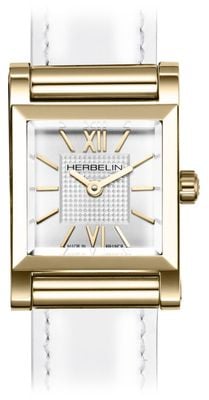 Herbelin Antarès 表壳 - 银色方形表盘 / 金色不锈钢表壳 - 仅表壳 H17144P08