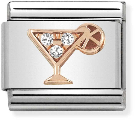 Nomination Classic Cocktail 9ct Rose Gold & Steel Charm 430305/28