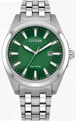 Citizen Heren eco-drive (41 mm) groene wijzerplaat / roestvrijstalen armband BM7530-50X