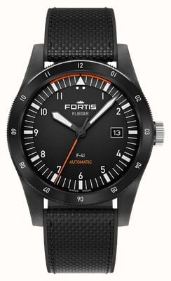 FORTIS Flieger F-41 Werk 7 Automatic Limited Edition (41mm) Mission Black on Hybrid Strap F4220030