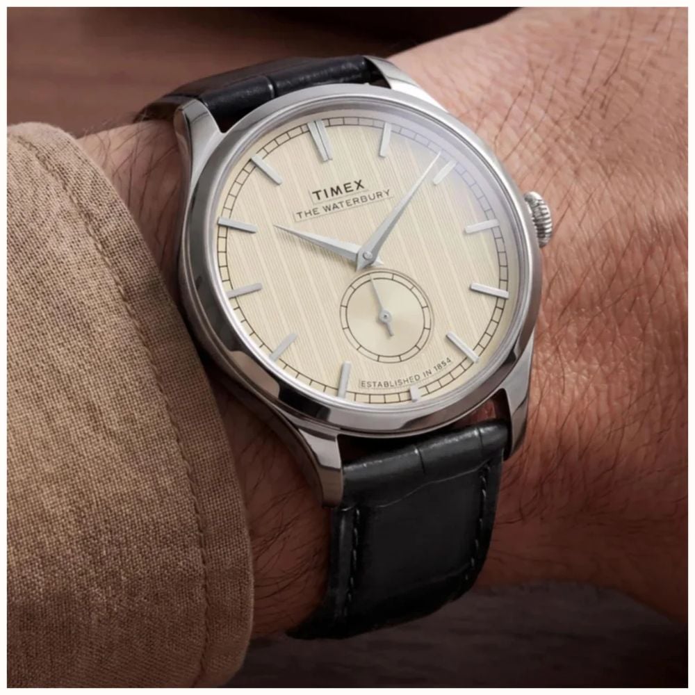Timex Waterbury 39mm Small Seconds White Dial Leather Mens Quartz TW2Y92000 - vista alternativa 2