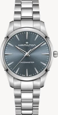 Hamilton Jazzmaster quartz (40 mm) cadran bleu soleillé / bracelet en acier inoxydable H32461141