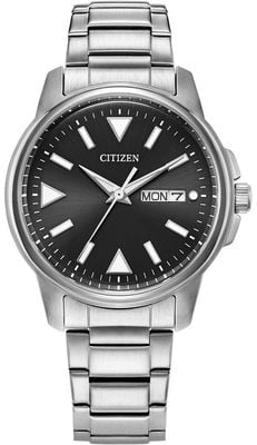 Citizen Eco-Drive Sport Day-Date (37mm) Black Dial / Stainless Steel Bracelet BM8180-62E