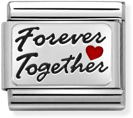 Nomination Classic Forever Together Oxidised Sterling Silver & Steel Enamel Charm 330208/53