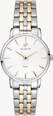 GANT Park Avenue 32 (32 mm) esfera blanca/acero inoxidable PVD bicolor G127019