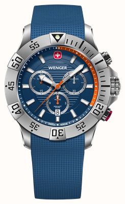 Wenger Seaforce Quartz Chronograph (43mm) Blue Dial / Blue Silicone Strap 01.0643.124
