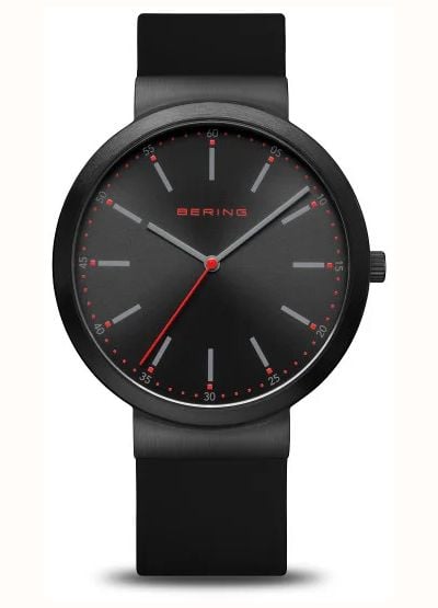 Bering Dames Klassiek (41mm) Zwarte Wijzerplaat Zwarte Siliconen