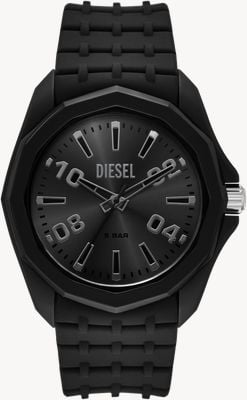 Diesel スティンガー クォーツ (45mm) ブラックサンレイ文字盤 / ブラックシリコンストラップ DZ2243