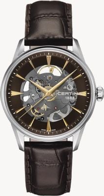 Certina Ds-1 scheletro automatico (40mm) quadrante scheletrato marrone / cinturino in pelle marrone C0299071608100