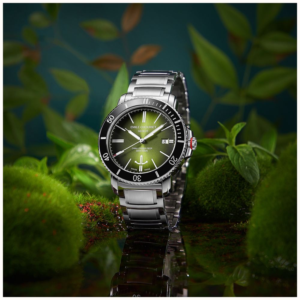 Emile Chouriet Challenger Deep Automatic (42.5mm) Green Sunray Dial / Stainless Steel Bracelet 08.1169.G.6.AW.E8.6 - widok alternatywny 6