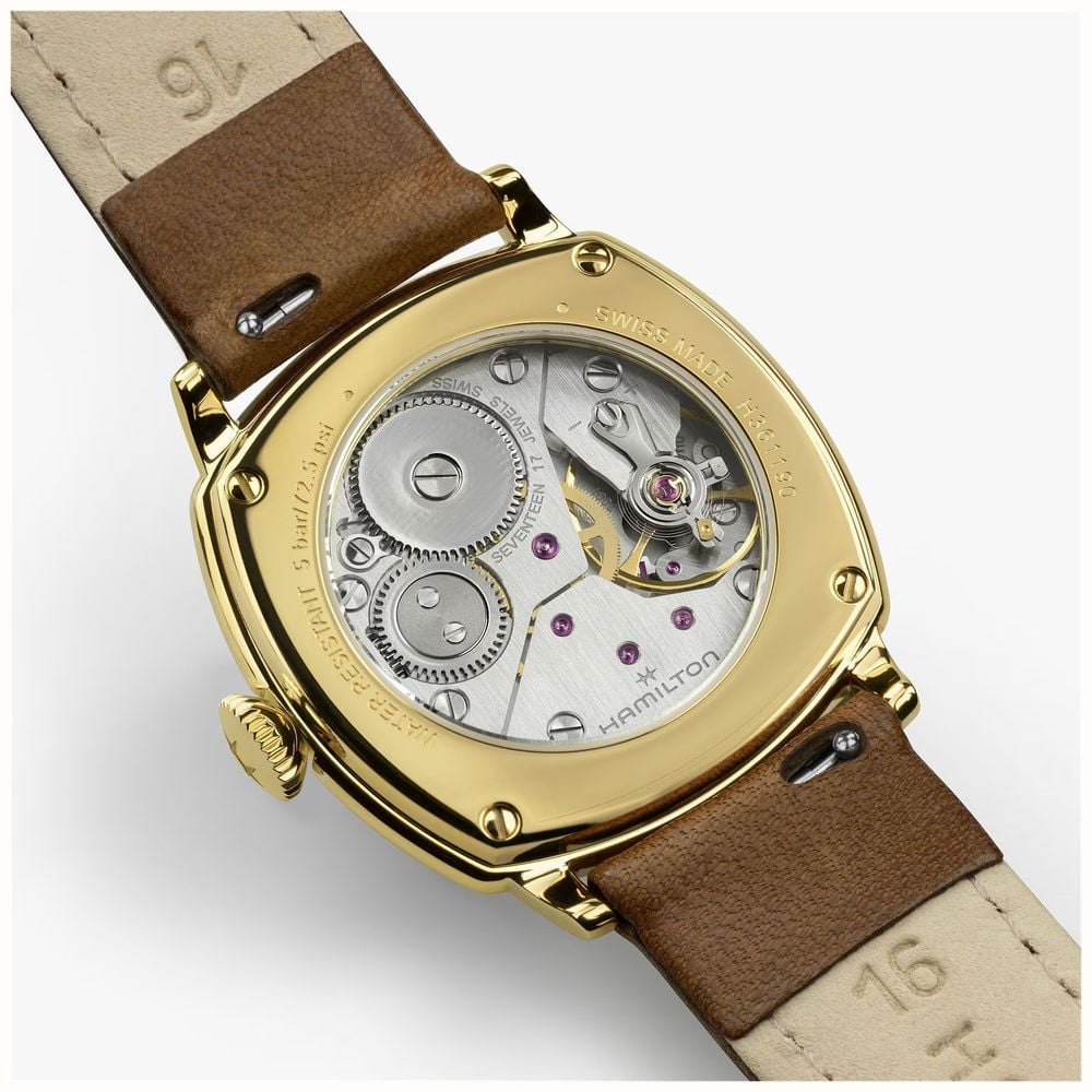 Hamilton American Classic Cushion Mechanical (30mm) Sandblasted Beige Dial / Brown Leather Strap Watch H36119520 - alternative Ansicht 6