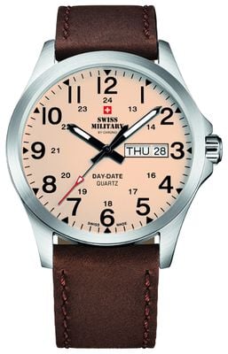 Swiss Military by Chrono Men's Day-Date (42mm) Beige Dial / Brown Leather Strap SMP36040.29