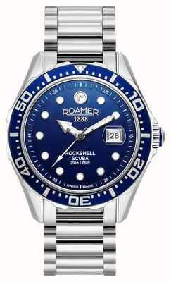 Roamer Rockshell 潜水 |蓝色表盘 |不锈钢手链 220858 41 45 50