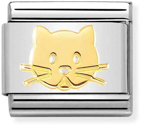 Nomination Classic Cat 18ct Gold & Steel Charm 030162/53