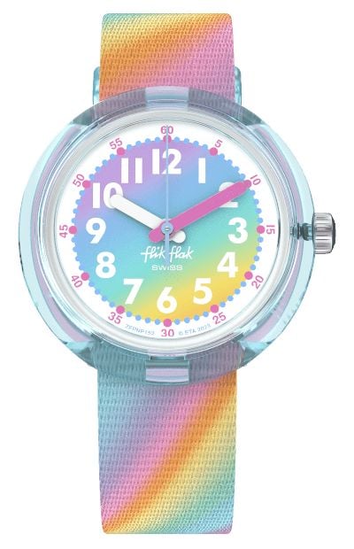 Flik Flak Arc-en-ciel liquide (31,85 mm) cadran arc-en-ciel montre