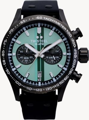 TW Steel Volante Sport Quartz Chronograph (45mm) Mint Green Dial / Black Rubber Strap VS134