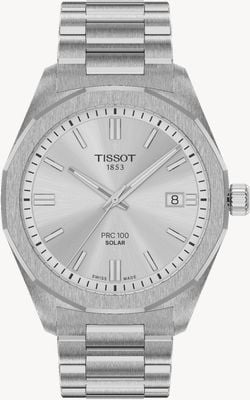 Tissot PRC 100 Solar (39mm) Silver Dial / Stainless Steel Bracelet T1514221103100