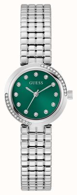 Guess Quadrante verde soleil in cristallo Clara (28 mm) / bracciale in acciaio inossidabile GW0930L1