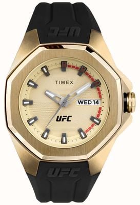 Timex x UFC Mostrador dourado profissional / silicone preto TW2V57100