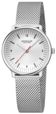 Mondaine ドッピオ（33mm）オフホワイト文字盤／ステンレススチールメッシュブレスレット MLE.33110.SM