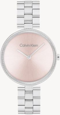 Calvin Klein Damska błyszcząca (32 mm) różowa tarcza / bransoleta ze stali nierdzewnej 25100015