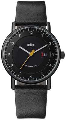 Braun Clásico solar (40 mm) con esfera negra y correa de piel negra. BN0301BKBKG