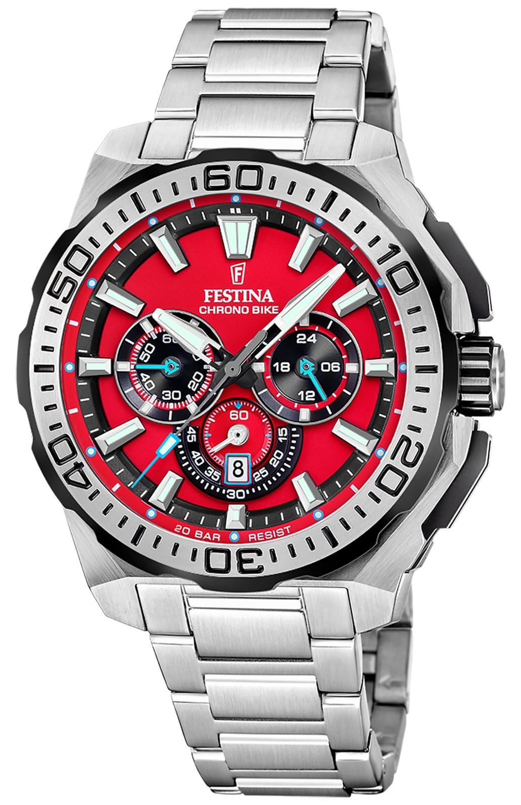 Festina Chrono Bike 2025 455mm Red Dial  Stainless Steel Watch