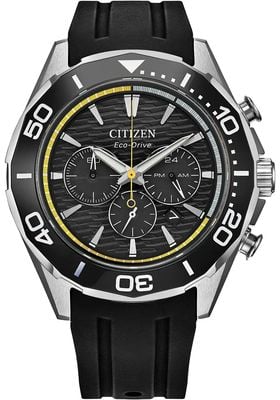 Citizen 光动能运动计时码表（43毫米）黑色表盘/黑色橡胶表带 CA4730-08E