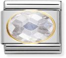 Nomination Classic FACETED CUBIC Zirconia Stainless Steel And 18ct Gold White Charm 030601/010