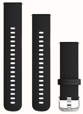 Garmin Schnellverschlussband (20 mm), schwarzes Silikon/silberne Hardware – nur Band 010-12561-02