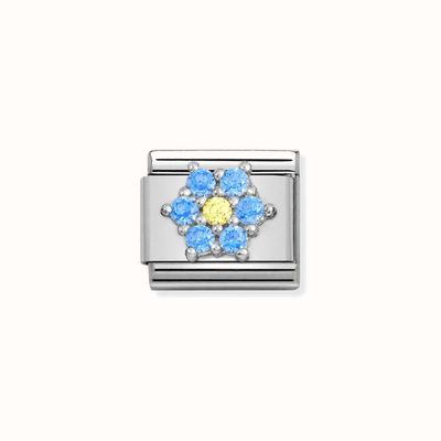 Nomination Composable CL SYMBOLS Steel Cz And Silver 925 RICH LIGHT BLUE And YELLOW Flower 330322/04