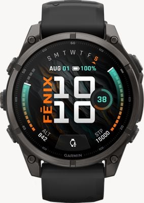 Garmin Fenix 9 47mm smartwatch GPS premium – tytan szary węglowy z czarnym paskiem silikonowym 010-04762-11