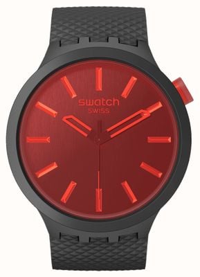Swatch ミッドナイト モード (47mm) レッド ダイヤル / ブラック バイオソース ストラップ SB05B111
