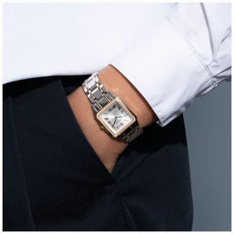 Herbelin Luna Diamond Quartz (24mm) Silver Guilloché Dial / Two-Tone Stainless Steel Bracelet 17457BT62Y01 - alternate view 4