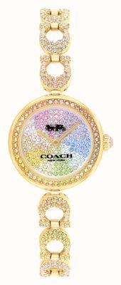 Coach Gracie (23 mm) Regenbogenkristall-Zifferblatt / goldfarbenes Edelstahlarmband 14504220