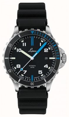 Laco Atlantik 自动上链腕表（42 毫米）黑蓝表盘 / 黑色橡胶表带 862108