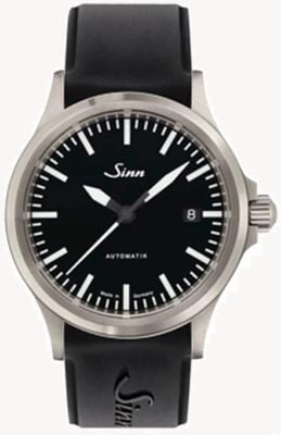 Sinn 556 i automático (38,5 mm) mostrador preto brilhante / pulseira de borracha preta 556.010 SILICONE