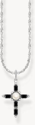 Thomas Sabo Silver necklace with black cross pendant Cross Romance KE2296-167-11-L45V