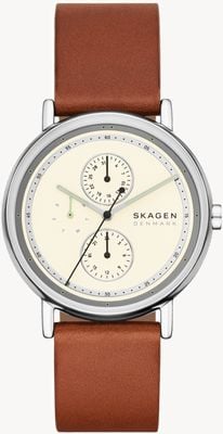 Skagen Signatur Multifunction (40mm) Cream Dial / Brown Leather Strap SKW6942